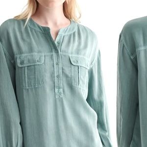 L.L. Bean Seafoam Blue / Green Linen Shirt W/ Pockets